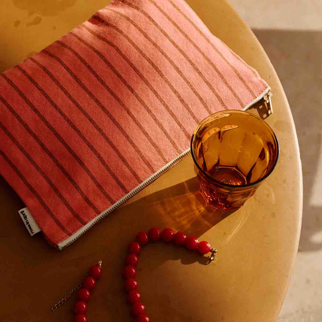 Lili - Grande Pochette Tennis Pecan / Corail