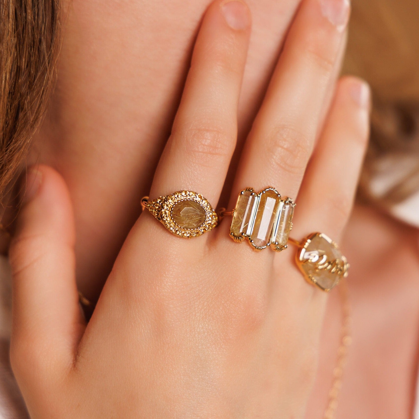 N°674 Alice - Bague trois barrettes serties (grand modèle)