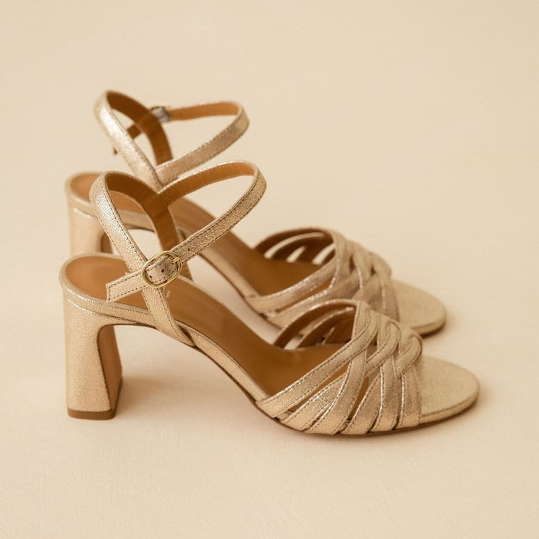 Loren - Champagne Irisé cuir Lamé