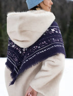 Balkans Bleu Orage - foulard en laine et soie