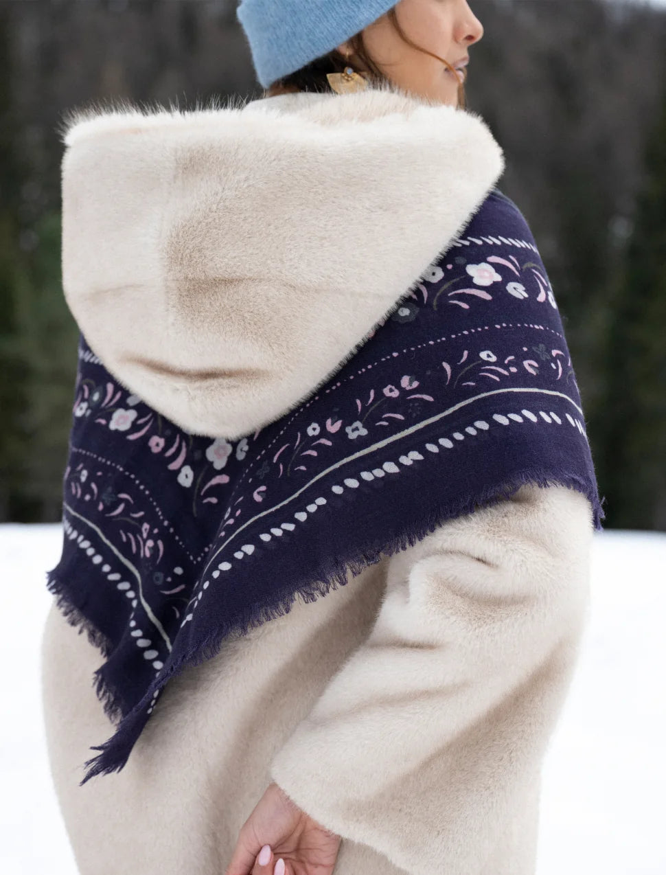 Balkans Bleu Orage - foulard en laine et soie