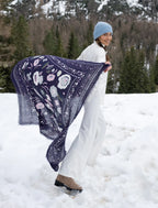 Balkans Bleu Orage - foulard en laine et soie