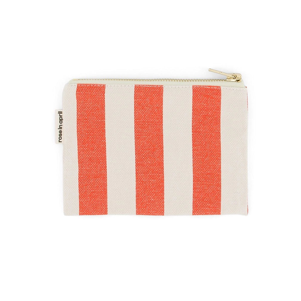 Porte-Monnaie Marie - Rayure Greige / tomato
