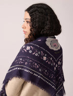 Balkans Bleu Orage - foulard en laine et soie
