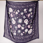 Balkans Bleu Orage - foulard en laine et soie
