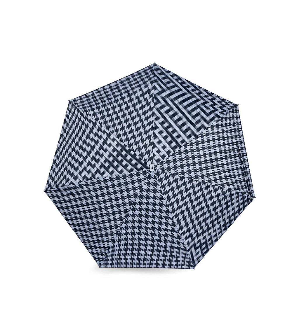 Kensington - Mini parapluie carreaux vichy noir – micro & solide