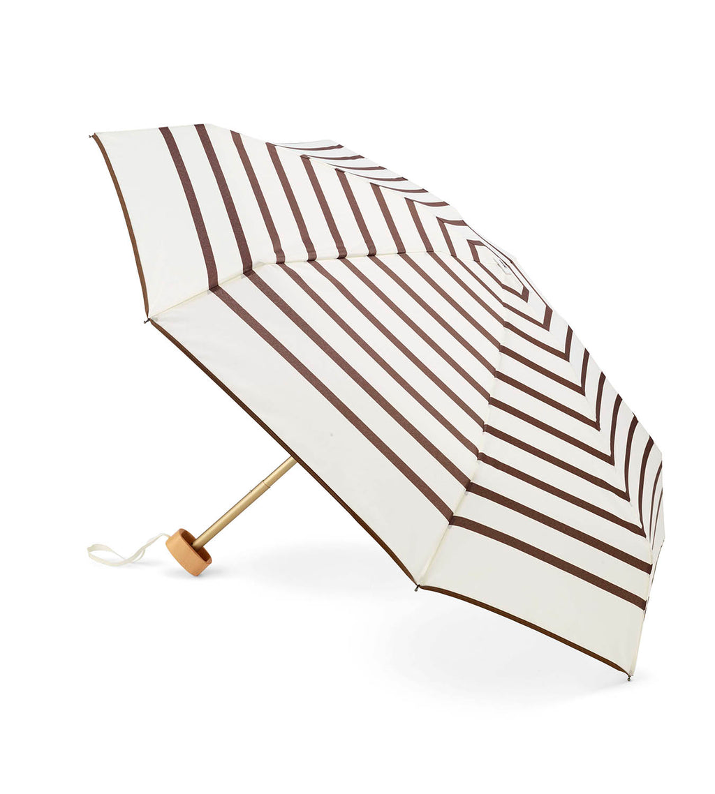 Lazare - Mini parapluie rayé caramel « marinière » – micro & solide