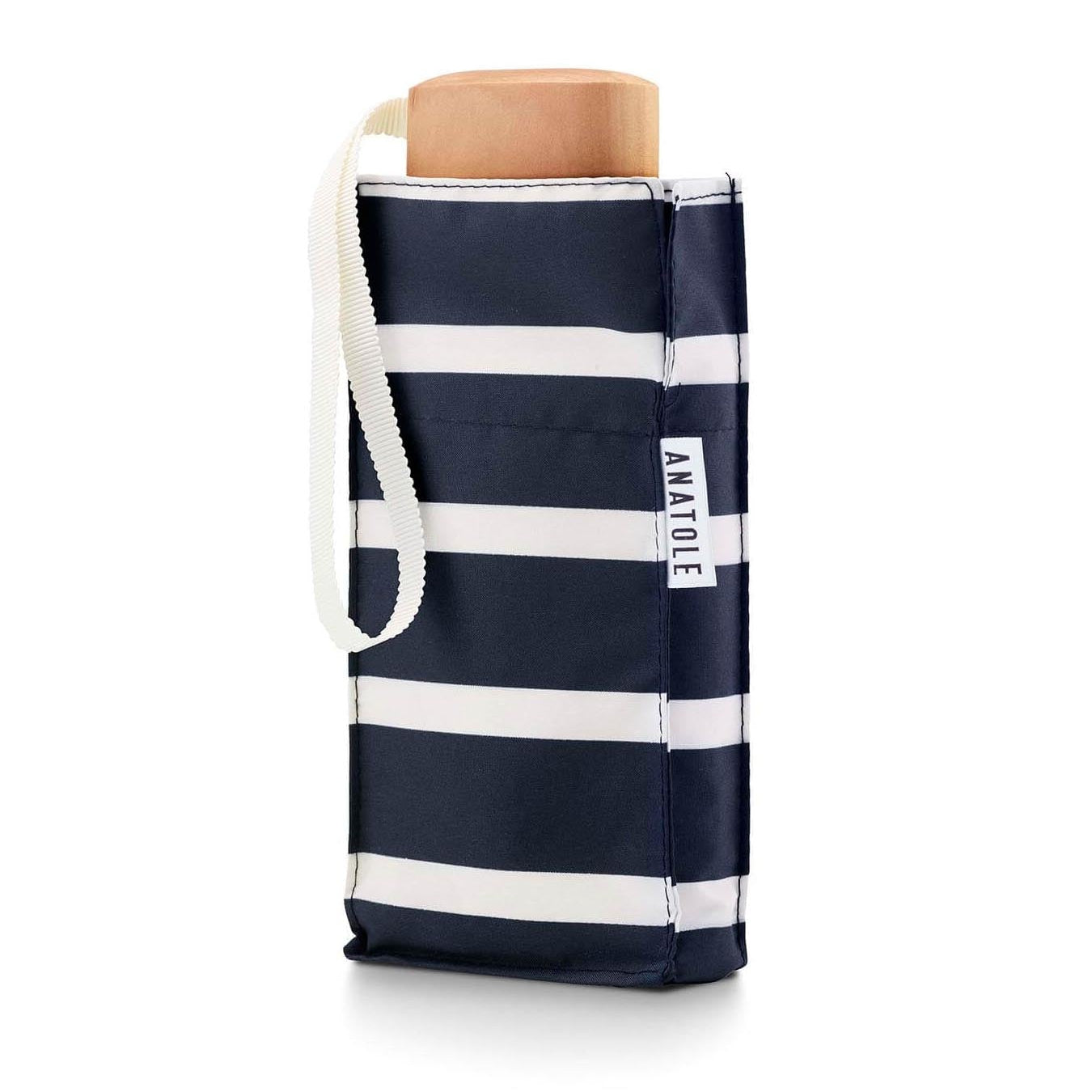 Pablo - Mini parapluie bleu marine rayures blanches "marinière" - micro & solide