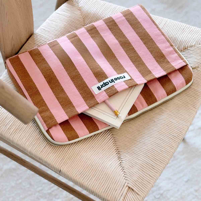 Housse Ordinateur "13&14" Octave - Rayures Caramel Strawberry