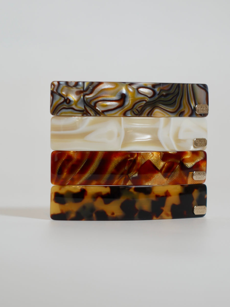 Barrette acétate 9 cm - Nacre Ecru