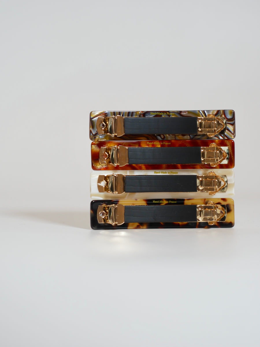Barrette acétate 9 cm - Nacre Ecru