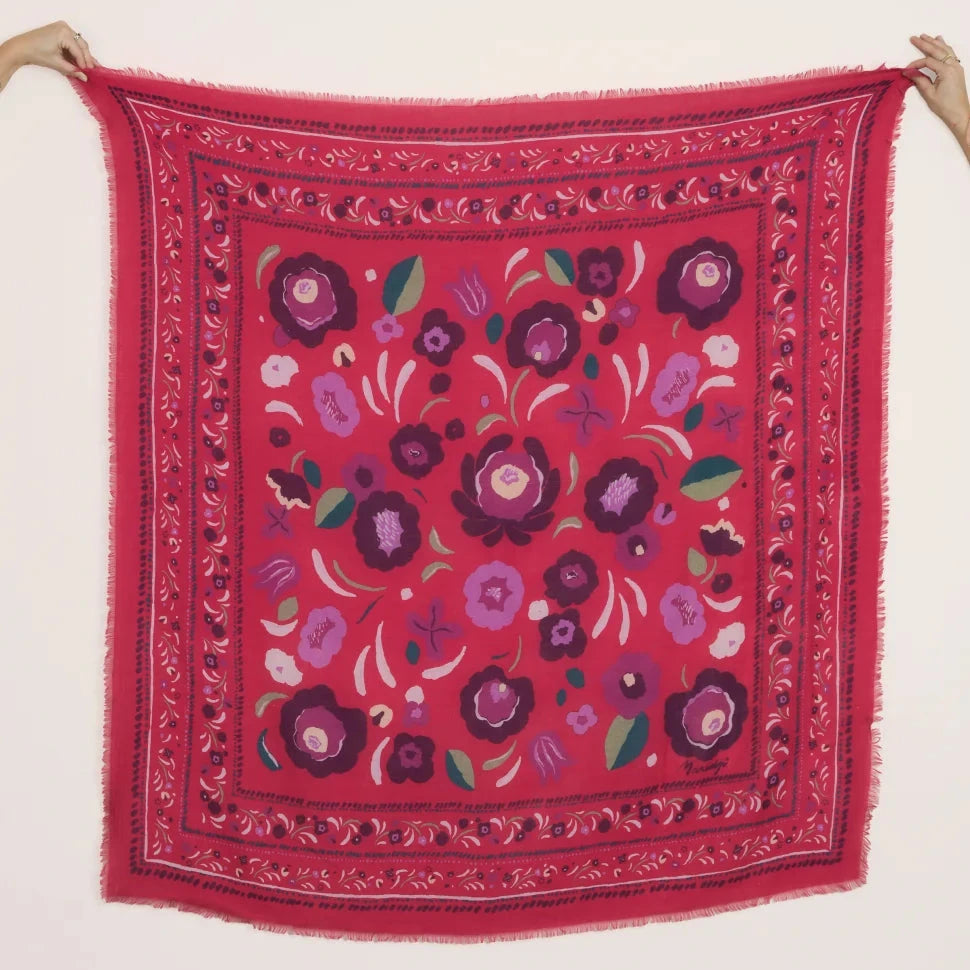 Balkans Fuchsia - Foulard en laine et soie