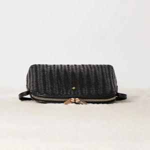 Mia noir tressé - mini sac en cuir métallisé noir