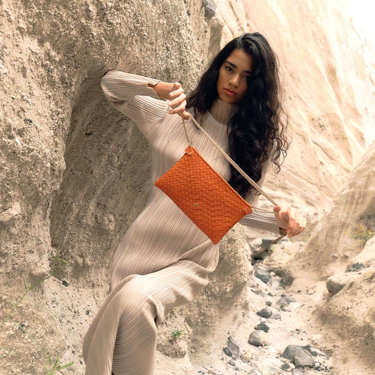 Sac Pilow tressé - Patine Caramel