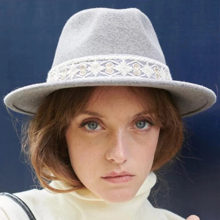 Jim Gris géométrique - chapeau en laine