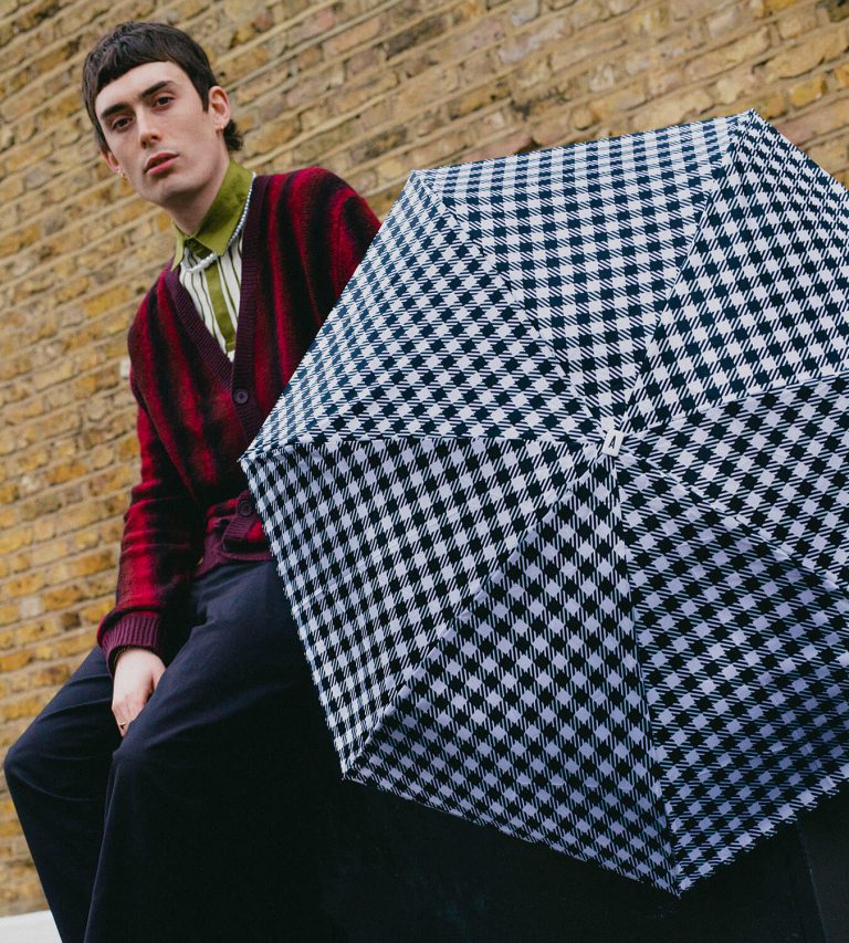 Kensington - Mini parapluie carreaux vichy noir – micro & solide