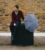 Kensington - Mini parapluie carreaux vichy noir – micro & solide