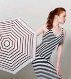 Lazare - Mini parapluie rayé caramel « marinière » – micro & solide