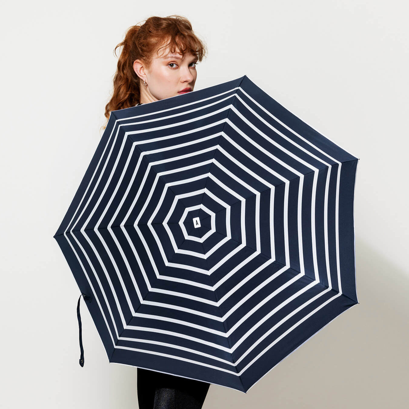 Pablo - Mini parapluie bleu marine rayures blanches "marinière" - micro & solide