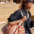 Sac Week-end  Raphael - Rayures Greige Tomato