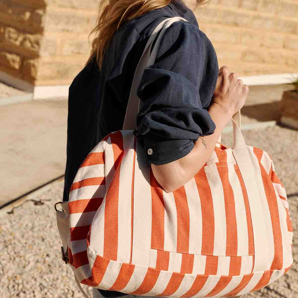 Sac Week-end  Raphael - Rayures Greige Tomato