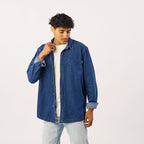 SD02- Surchemise en maille infroissable - Jean Foncé