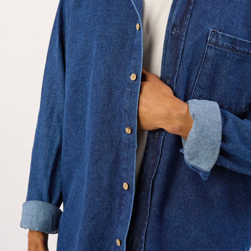 SD02- Surchemise en maille infroissable - Jean Foncé
