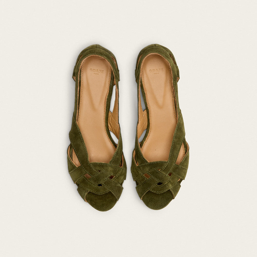 Clémentine - Cuir Kaki Suède