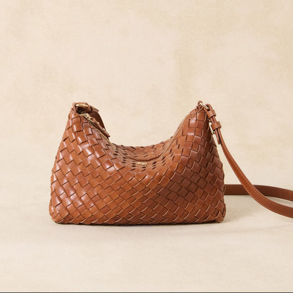 Sac petit tressé Serion Violette - Camel