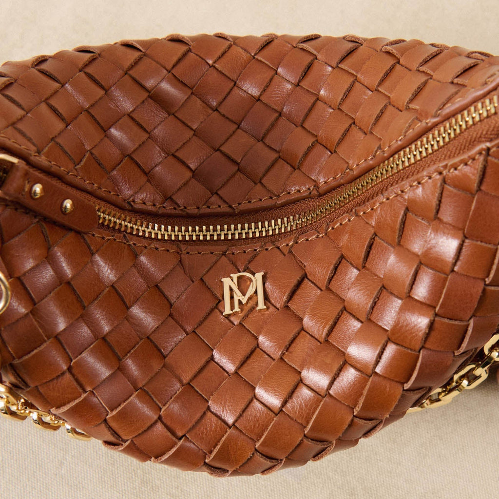 Sac petit tressé Serion Violette - Camel