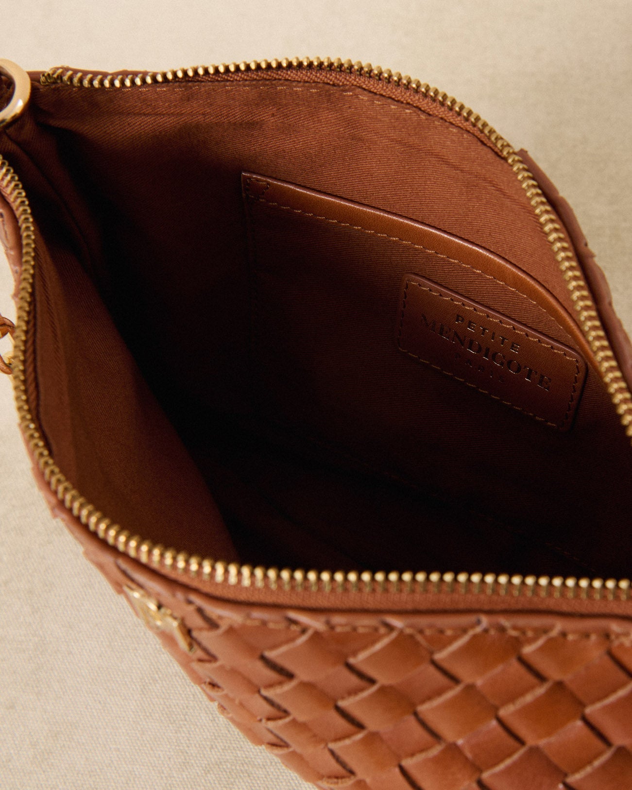 Sac petit tressé Serion Violette - Camel