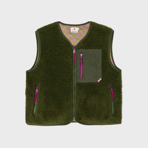 SHE29 - Veste en sherpa femme zippée sans manche - Kaki