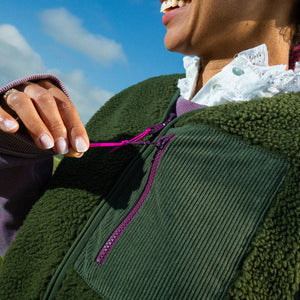SHE29 - Veste en sherpa femme zippée sans manche - Kaki