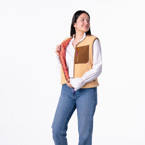 SHE31 - Veste en sherpa femme zippée sans manche - Beige