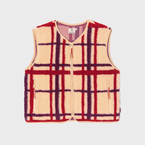 SHE33 - Veste en sherpa femme zippée sans manche - Carreaux