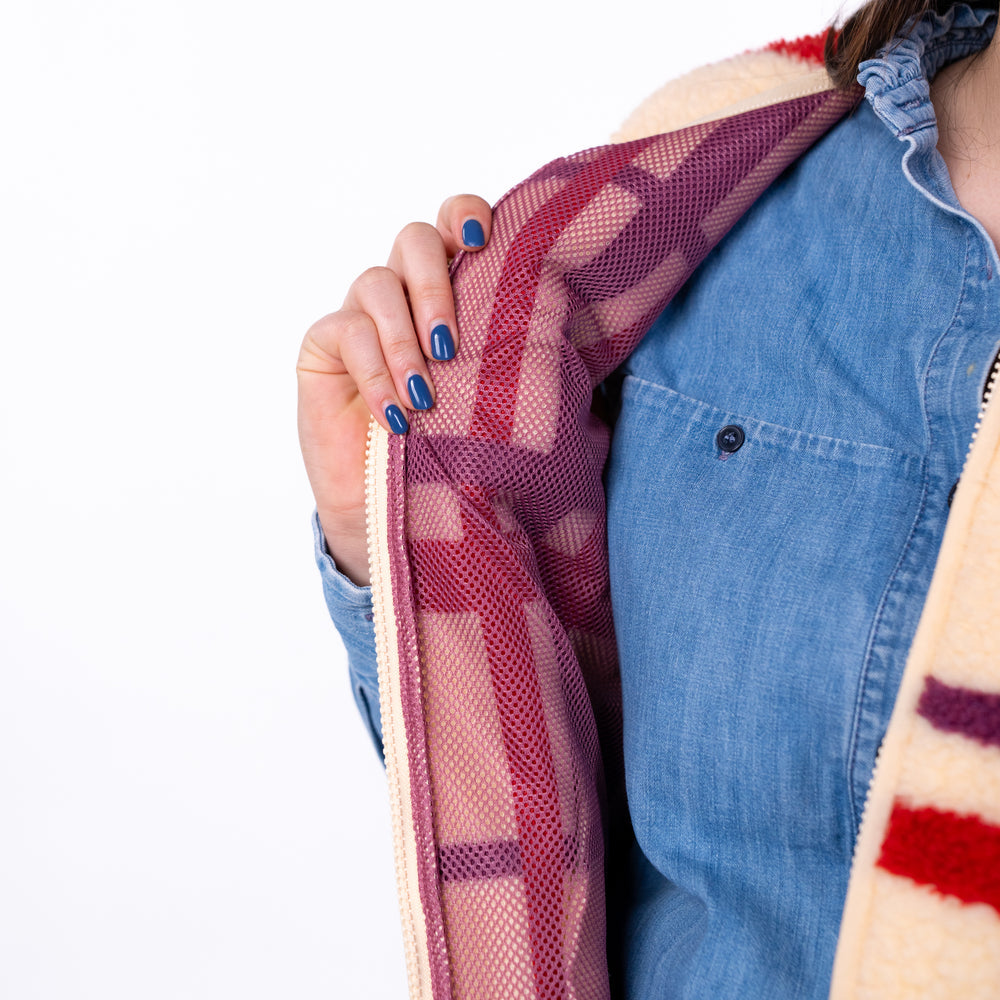 SHE33 - Veste en sherpa femme zippée sans manche - Carreaux
