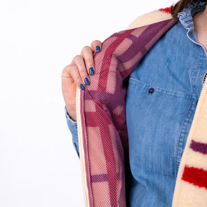 SHE33 - Veste en sherpa femme zippée sans manche - Carreaux