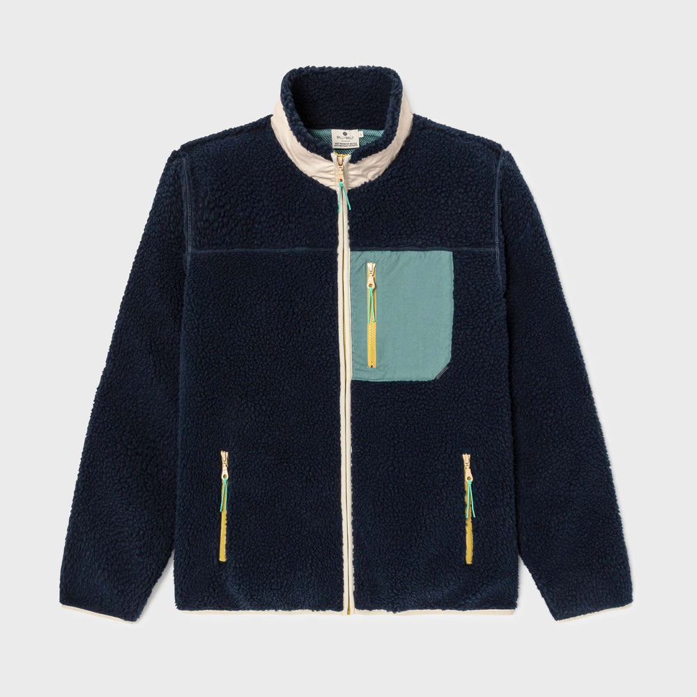 SHE38 - Veste en sherpa Homme zippée - Marine & Vert