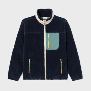 SHE38 - Veste en sherpa Homme zippée - Marine & Vert