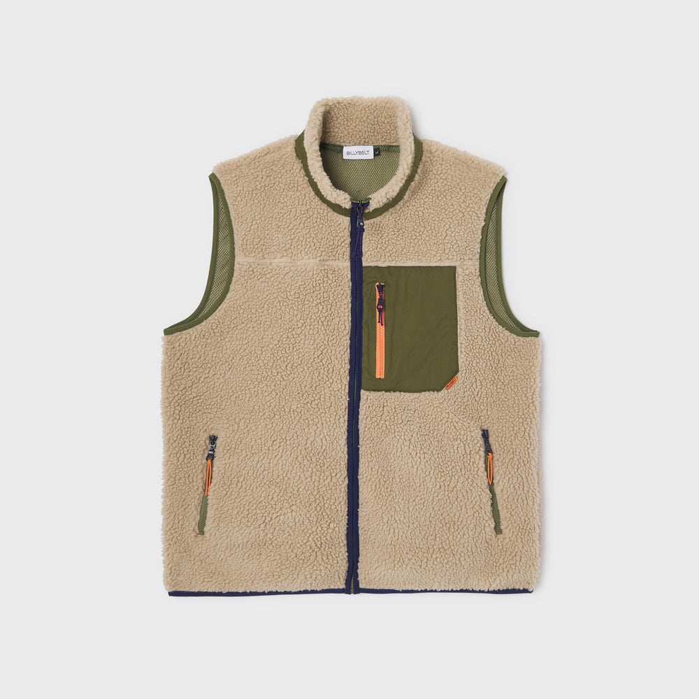 SHE45 - Veste en sherpa Mixte zippée sans manche - Naturel