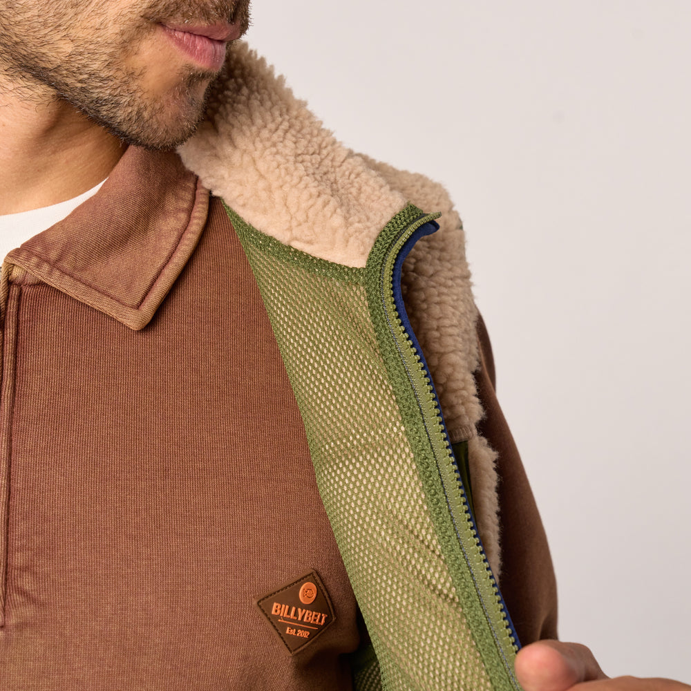SHE45 - Veste en sherpa Mixte zippée sans manche - Naturel