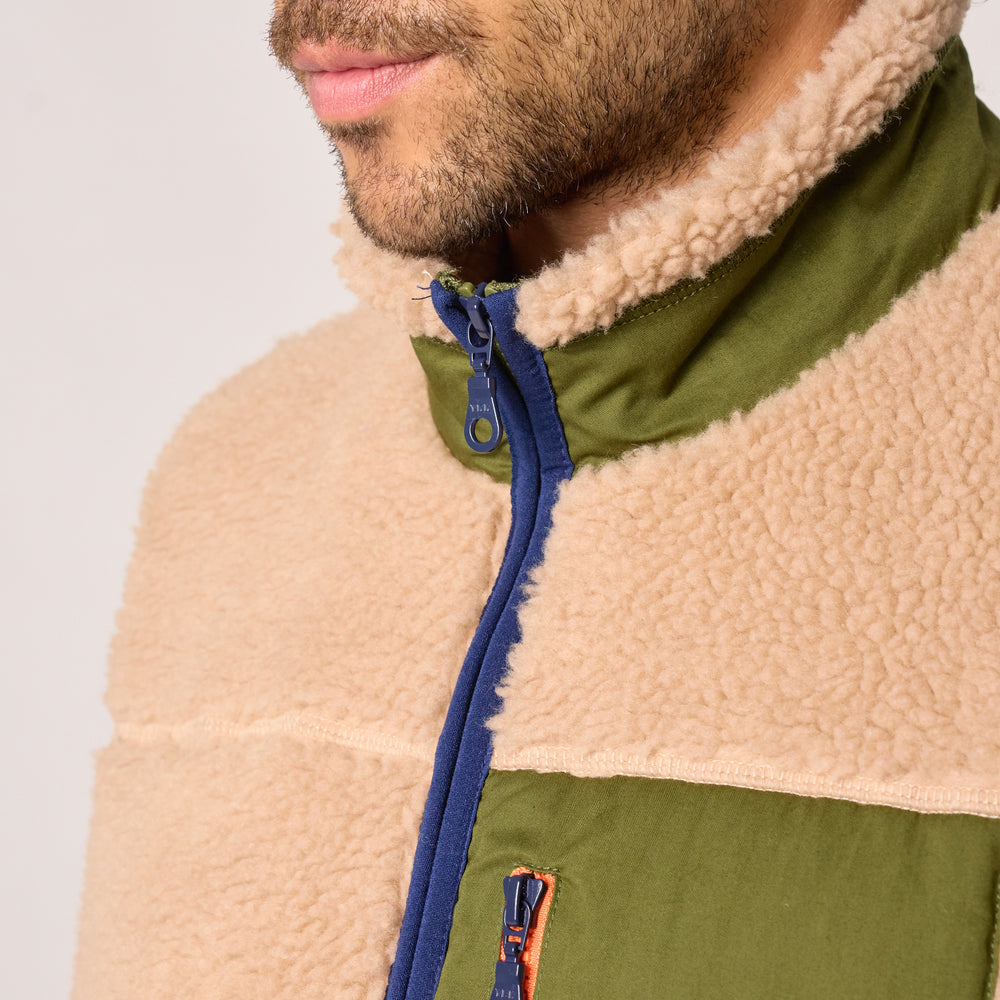 SHE45 - Veste en sherpa Mixte zippée sans manche - Naturel
