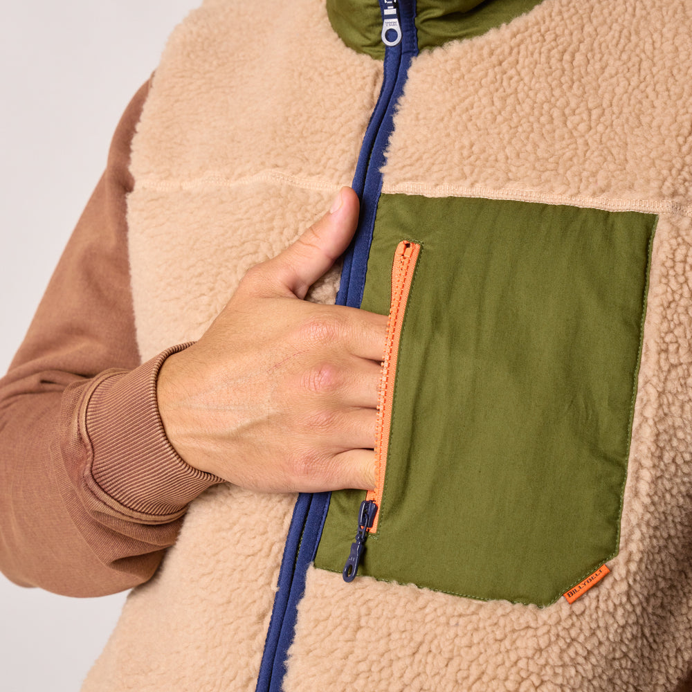 SHE45 - Veste en sherpa Mixte zippée sans manche - Naturel