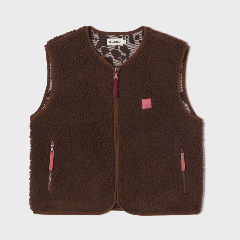 SHE50 - Veste en sherpa femme zippée sans manche - Marron