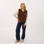 SHE50 - Veste en sherpa femme zippée sans manche - Marron