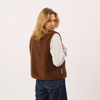 SHE50 - Veste en sherpa femme zippée sans manche - Marron