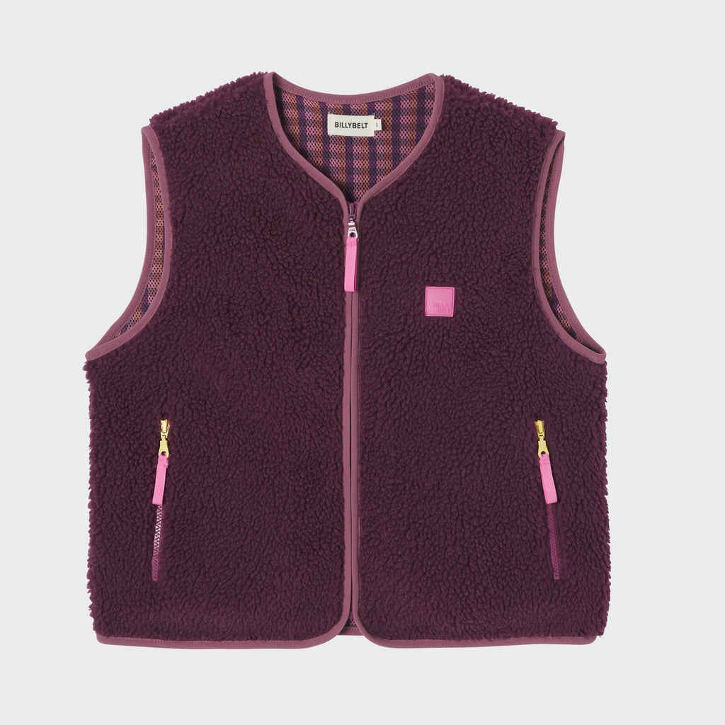 SHE52 - Veste en sherpa femme zippée sans manche - Prune