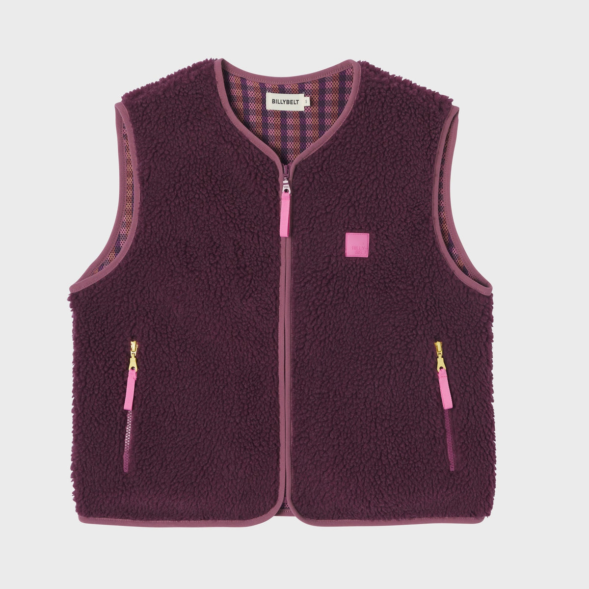 SHE52 - Veste en sherpa femme zippée sans manche - Prune