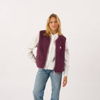 SHE52 - Veste en sherpa femme zippée sans manche - Prune