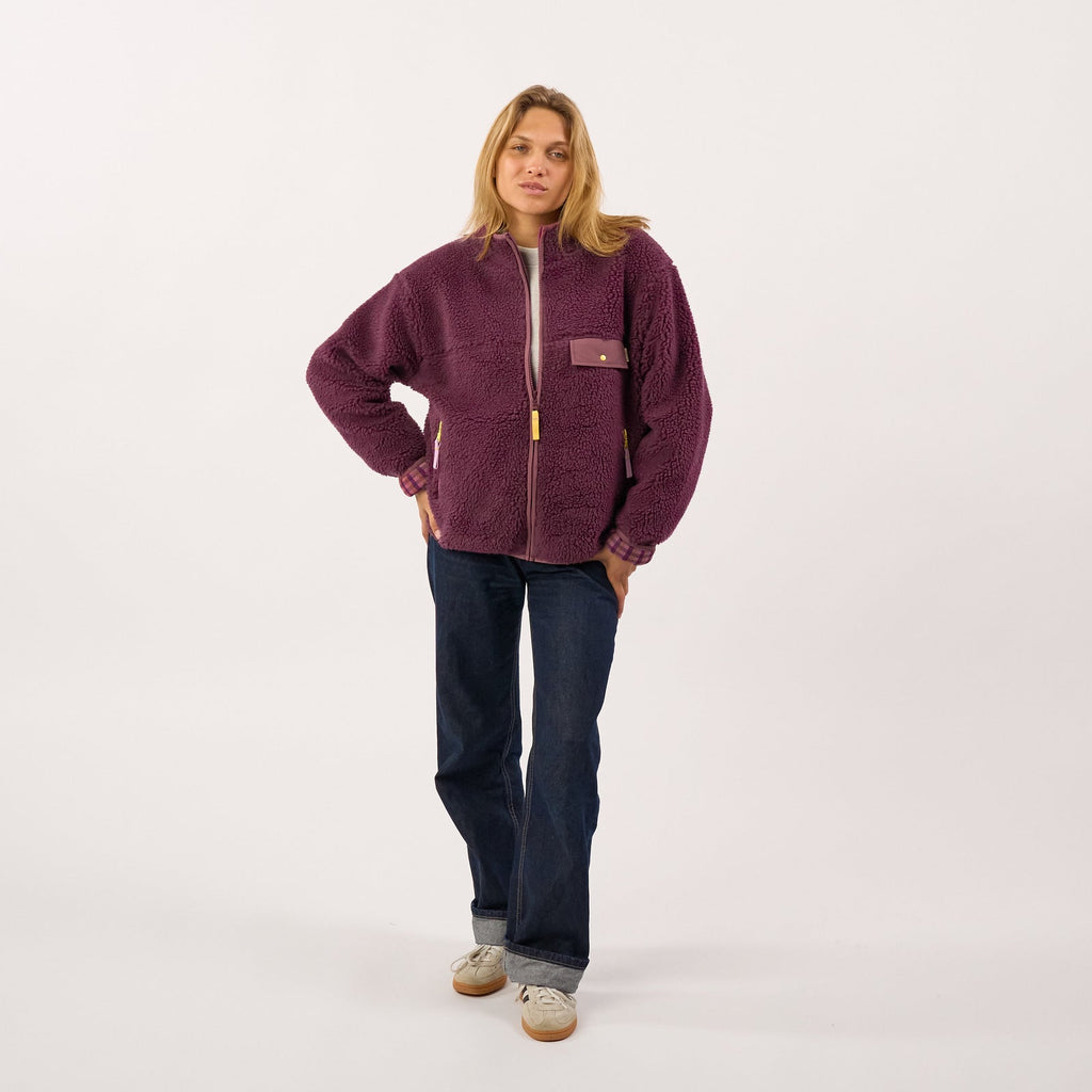 SHE58 - Veste en sherpa femme zippée manche longue - Prune